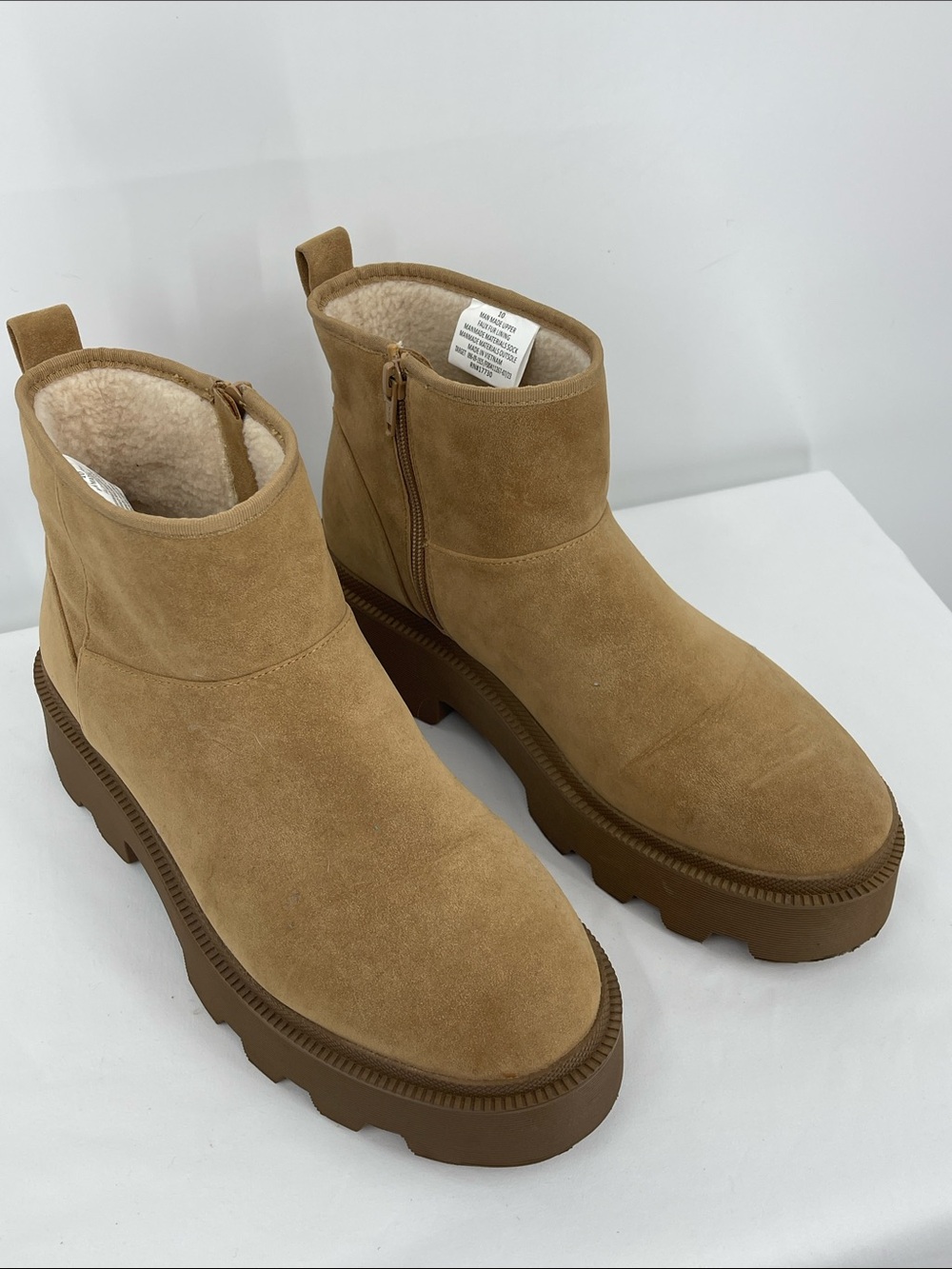UNIVERSAL THREAD Women's Tan Suede Platform Ankle Boots SIZE 10